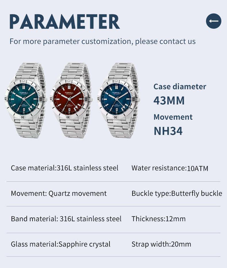 NH34 GMT movement mechanical watch – Timeless Elegance for Every Occasion(图7)