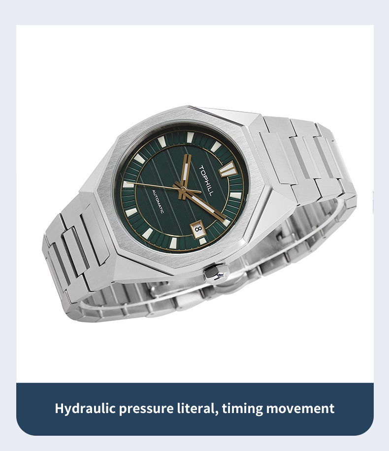 New mens automatic mechanical steel watch is powered by the MIYOTA 8215 movement.(图3)