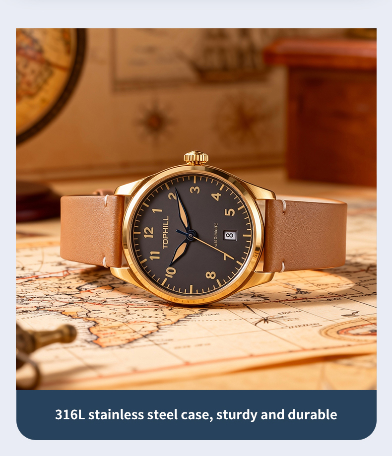 Retro Military-Style Mens Automatic Mechanical Watch(图5)