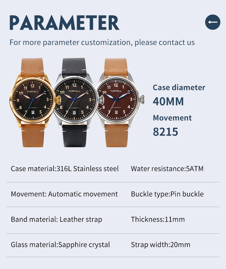 Retro Military-Style Mens Automatic Mechanical Watch(图1)