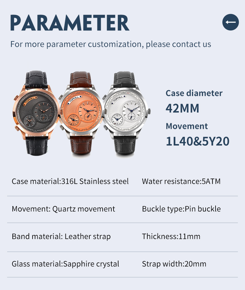 A designer watch featuring dual-movement design and world time function.(图1)