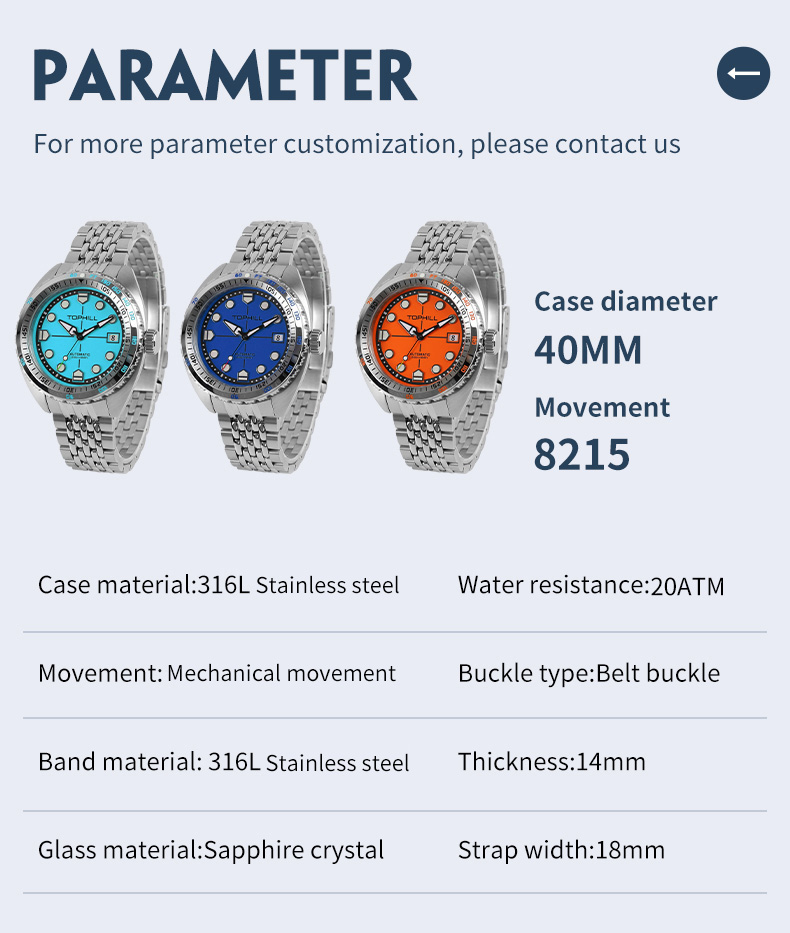 OEM/ODM Custom Logo Men‘s Luxury Automatic Stainless Steel Watch(图1)