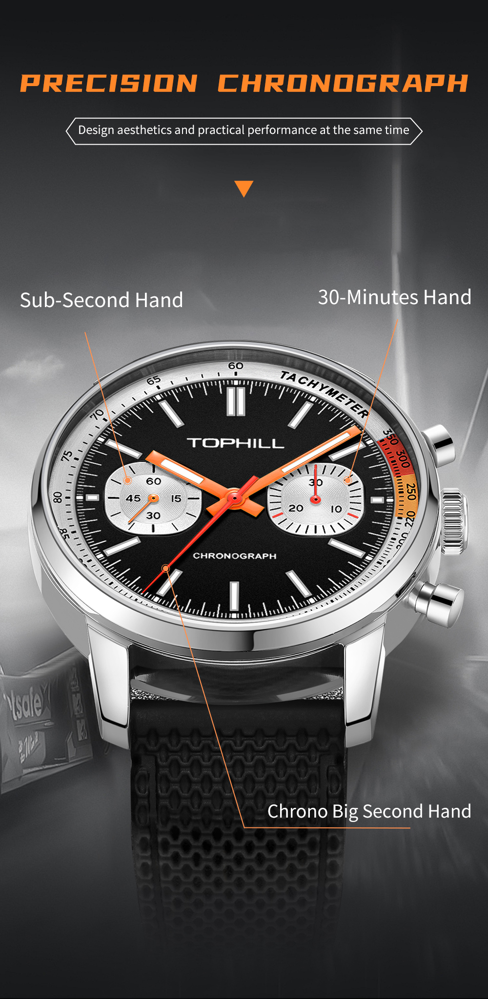 SeaGull ST19 Chronograph Watch, Multi-Hand Multi-Function Watch, Model TL025G(图8)