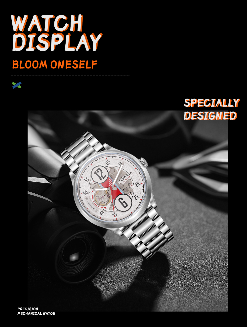 Skeleton mechanical watch with racing design concept, self-developed case(图8)