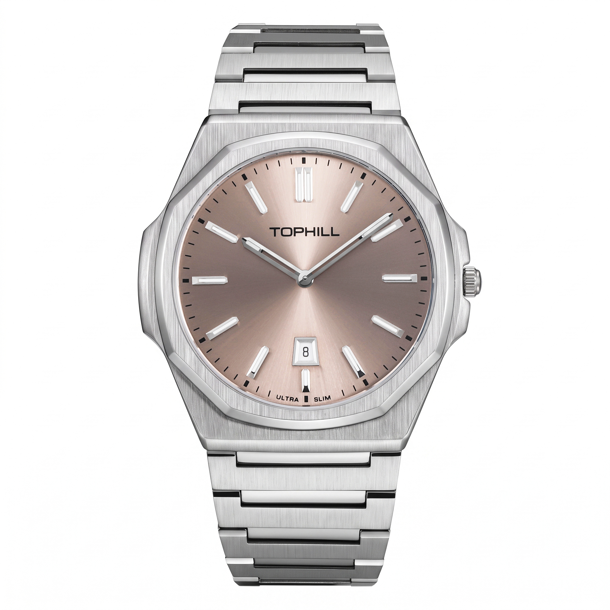 38.5mm Ultra Slim Miyota 9U15 2-Hand Quartz Watch Men Wristwatch Sunray Dial C3 Luminous 5ATM Waterp