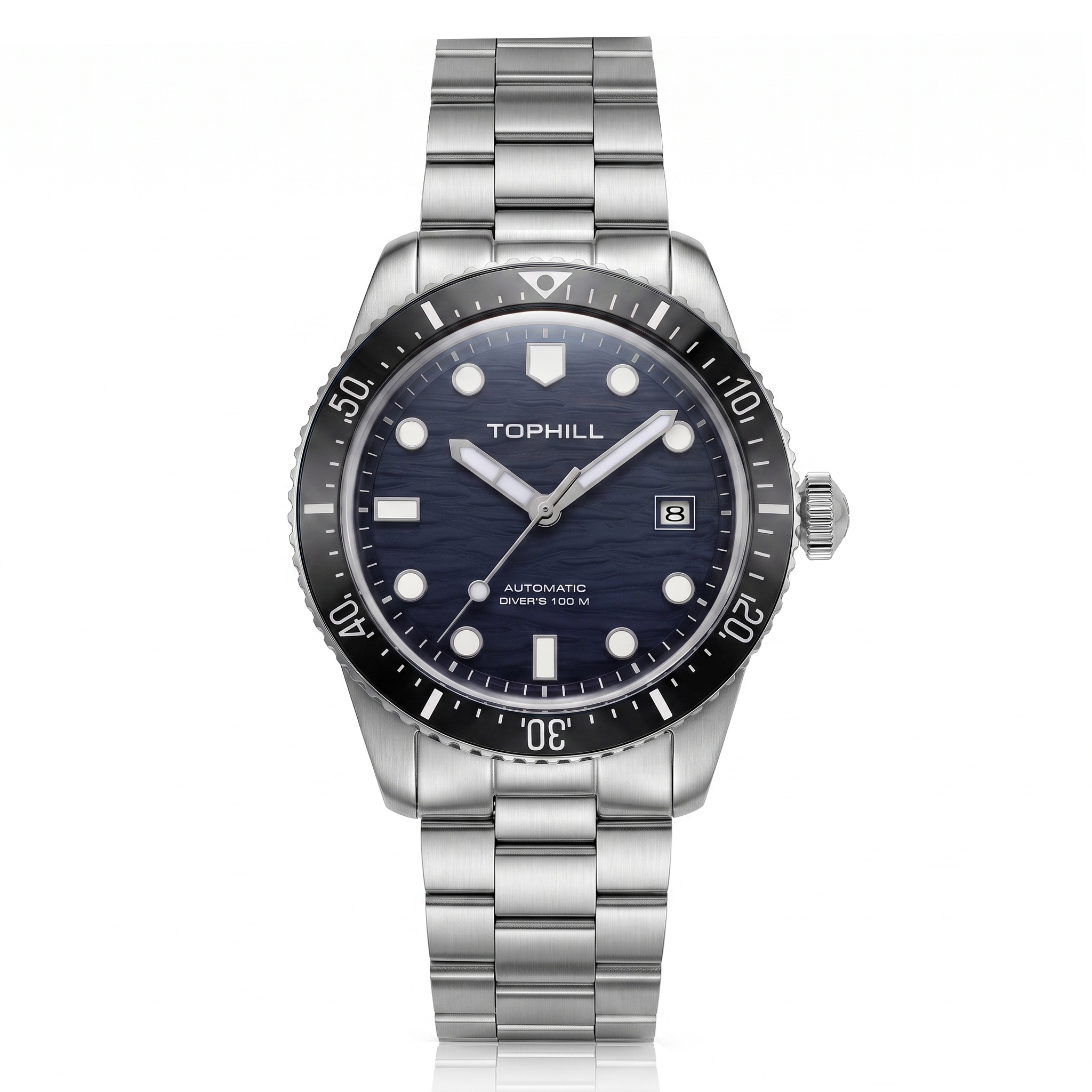  39.5mm Luxury Mens Watches Automatic Sport Swim Miyota 8215 3D Sea Wave Dial C3 Super Lume Ceramic 