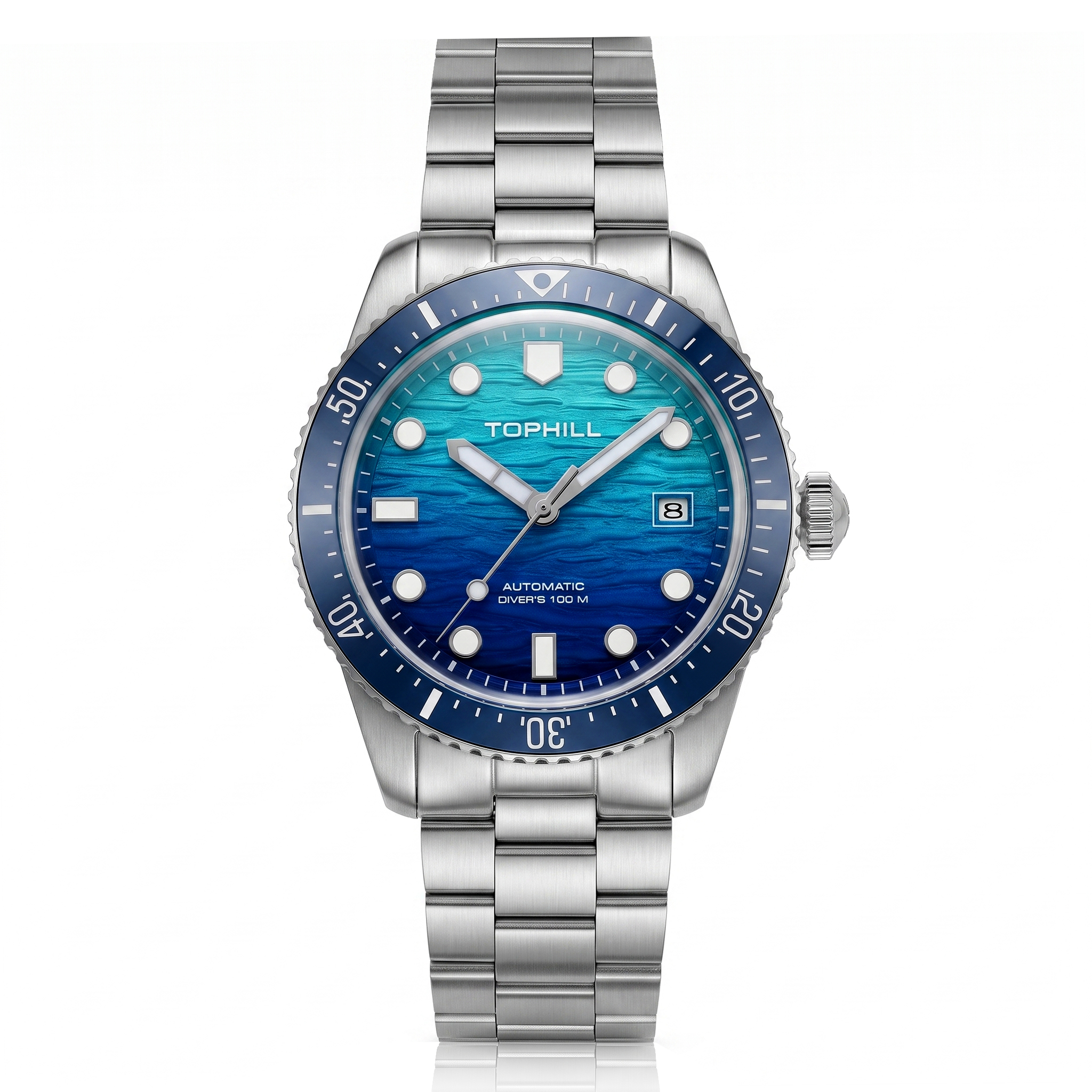 39.5mm Luxury Mens Watches Automatic Sport Swim Miyota 8215 3D Sea Wave Dial C3 Super Lume Ceramic Bezel 10Bar TD017G(图3) 39.5mm Luxury Mens Watches Automatic Sport Swim Miyota 8215 3D Sea Wave Dial C3 Super Lume Ceramic Bezel 10Bar TD017G(图3)