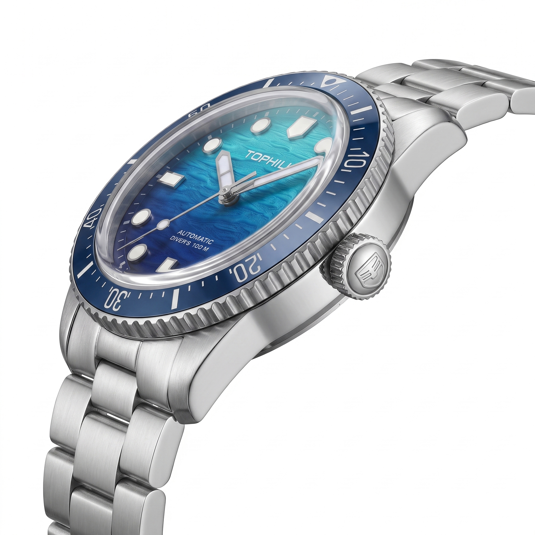 39.5mm Luxury Mens Watches Automatic Sport Swim Miyota 8215 3D Sea Wave Dial C3 Super Lume Ceramic Bezel 10Bar TD017G(图5) 39.5mm Luxury Mens Watches Automatic Sport Swim Miyota 8215 3D Sea Wave Dial C3 Super Lume Ceramic Bezel 10Bar TD017G(图5)